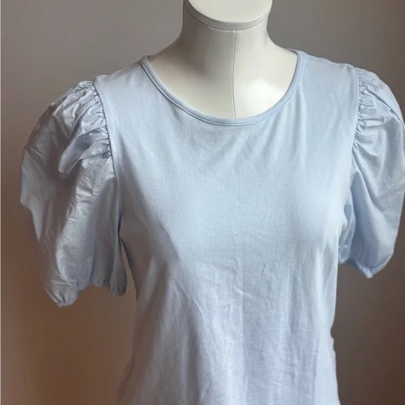 H&M Light Blue Puff Sleeve Top - Picture 2 of 5